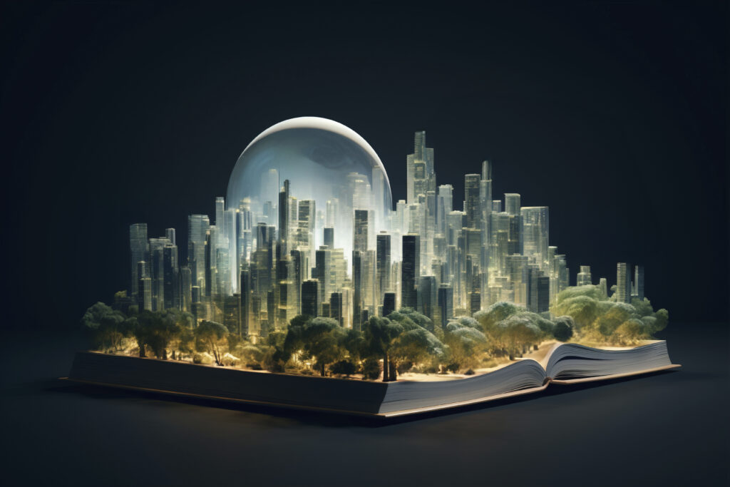 “Futuristic smart city showcasing AI’s impact on real estate by 2030.”